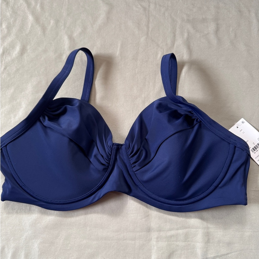 Lands’End Navy Blue Underwire Bikini Top Size 16 - Picture 2 of 5